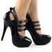 Ladies Fab Black 3 Buckles Cut-out Platform EVE Stilletto Heels