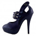 Ladies Fab Black 3 Buckles Cut-out Platform EVE Stilletto Heels