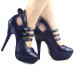 Ladies Fab Black 3 Buckles Cut-out Platform EVE Stilletto Heels