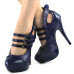 Ladies Fab Black 3 Buckles Cut-out Platform EVE Stilletto Heels