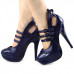 Ladies Fab Black 3 Buckles Cut-out Platform EVE Stilletto Heels