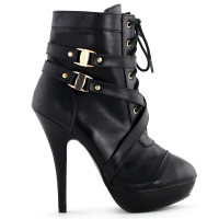 Sexy Punk Strap Buckles Zip High Heel Platform Ankle Boots