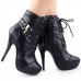 Sexy Punk Strap Buckles Zip High Heel Platform Ankle Boots