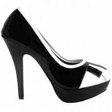 Black White Piano Print Two Tone Platform High Heel Stiletto Pumps