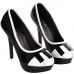 Black White Piano Print Two Tone Platform High Heel Stiletto Pumps