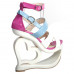 Sexy White Pink Blue Strappy Heart Heel Wedge Wedding Sandals