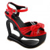 Sexy Black Red Criss Cross Heart Heel Wedge Platform Sandals