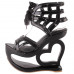 SHOW STORY Punk Black Spider Web Lace-Up Heart Heel Wedge Platform Club Sandals