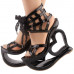SHOW STORY Punk Black Spider Web Lace-Up Heart Heel Wedge Platform Club Sandals