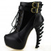 Show Story Lace Up Buckle High-top Bone High Heel Platform Ankle Boots,LF40601 