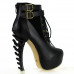 Show Story Lace Up Buckle High-top Bone High Heel Platform Ankle Boots,LF40601 