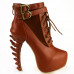 Show Story Lace Up Buckle High-top Bone High Heel Platform Ankle Boots,LF40601 