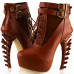 Show Story Lace Up Buckle High-top Bone High Heel Platform Ankle Boots,LF40601 
