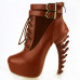 Show Story Lace Up Buckle High-top Bone High Heel Platform Ankle Boots,LF40601 