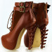 Show Story Lace Up Buckle High-top Bone High Heel Platform Ankle Boots,LF40601 