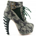 Show Story Lace Up Buckle High-top Bone High Heel Platform Ankle Boots,LF40601 