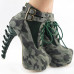 Show Story Lace Up Buckle High-top Bone High Heel Platform Ankle Boots,LF40601 