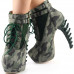 Show Story Lace Up Buckle High-top Bone High Heel Platform Ankle Boots,LF40601 