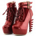 Show Story Lace Up Buckle High-top Bone High Heel Platform Ankle Boots,LF40601 