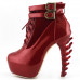 Show Story Lace Up Buckle High-top Bone High Heel Platform Ankle Boots,LF40601 