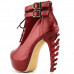 Show Story Lace Up Buckle High-top Bone High Heel Platform Ankle Boots,LF40601 