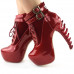 Show Story Lace Up Buckle High-top Bone High Heel Platform Ankle Boots,LF40601 