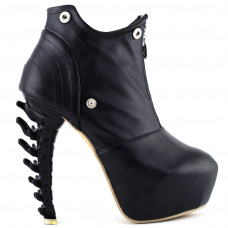 Show Story Black/White Zip High-top Bone High Heel Platform Ankle Boots,LF40605 