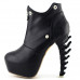 Show Story Black/White Zip High-top Bone High Heel Platform Ankle Boots,LF40605 