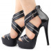 Show Story Punk Black X-Strap Zip Gothic Platform Stiletto Heel Sandals,LF80101