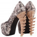 Show Story Ladies Skull Rose Print Platform Bone Heel Party Club Pumps,LF80610