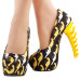 Show Story Ladies Skull Rose Print Platform Bone Heel Party Club Pumps,LF80610