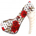 Show Story Ladies Skull Rose Print Platform Bone Heel Party Club Pumps,LF80610