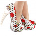 Show Story Ladies Skull Rose Print Platform Bone Heel Party Club Pumps,LF80610