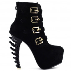 Show Story Trendy Buckles High-top Bone High Heel Platform Ankle Boots,LF80617 