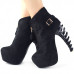Show Story Trendy Buckle Zip High-top Bone Heel Platform Ankle Boots,LF80620