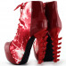 Show Story Thunder Lightning Print Lace-Up High-top Bone Heel Ankle Boot,LF80621
