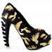 Show Story Ladies Hand Print Peeptoe Platform Bone Heel Party Club Pumps,LF80623