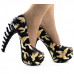 Show Story Ladies Hand Print Peeptoe Platform Bone Heel Party Club Pumps,LF80623