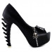 SHOW STORY Womens Skull Zipper Peeptoe Platform Bone Heel Club Pumps,LF80624