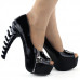 SHOW STORY Womens Skull Zipper Peeptoe Platform Bone Heel Club Pumps,LF80624