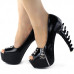 SHOW STORY Womens Skull Zipper Peeptoe Platform Bone Heel Club Pumps,LF80624