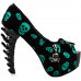 SHOW STORY Womens Skull Zipper Peeptoe Platform Bone Heel Club Pumps,LF80624