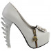 SHOW STORY Womens Skull Zipper Peeptoe Platform Bone Heel Club Pumps,LF80624