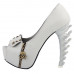 SHOW STORY Womens Skull Zipper Peeptoe Platform Bone Heel Club Pumps,LF80624