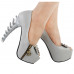 SHOW STORY Womens Skull Zipper Peeptoe Platform Bone Heel Club Pumps,LF80624