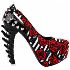 Show Story Rock Butterfly Stud Cut-out Peep-toe Platform Bone Heel Pumps,LF80626