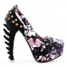 Show Story Rock Butterfly Stud Cut-out Peep-toe Platform Bone Heel Pumps,LF80626