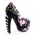 Show Story Rock Butterfly Stud Cut-out Peep-toe Platform Bone Heel Pumps,LF80626