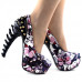 Show Story Rock Butterfly Stud Cut-out Peep-toe Platform Bone Heel Pumps,LF80626