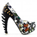 Show Story Rock Butterfly Stud Cut-out Peep-toe Platform Bone Heel Pumps,LF80626